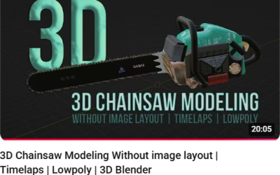 3D Chainsaw Modeling Without image layout | Timelaps | Lowpoly | 3D Blender