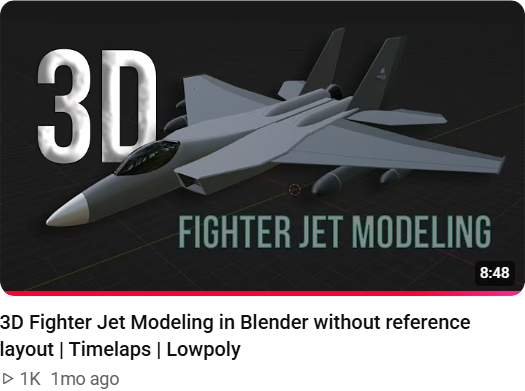 3D Fighter Jet Modeling in Blender without reference layout | Timelaps | Lowpoly